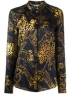 Versace Jeans Tiger Print Shirt, Women's, Size: 40, Black, Silk