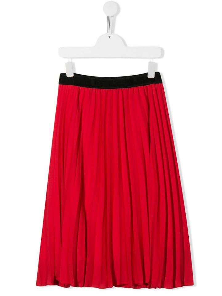 Msgm Kids Pleated Midi Skirt - Red