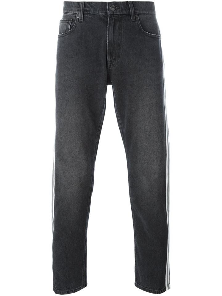 Msgm Side Stripe Jeans, Men's, Size: 46, Grey, Cotton