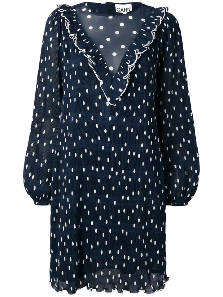 Ganni Lowell Dotted Mini Dress - Blue