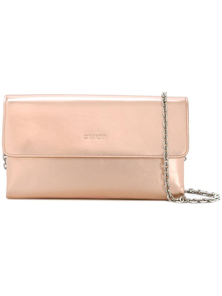 Casadei - Logo Embossed Clutch - Women - Satin/kid Leather - One Size, Grey, Satin/kid Leather