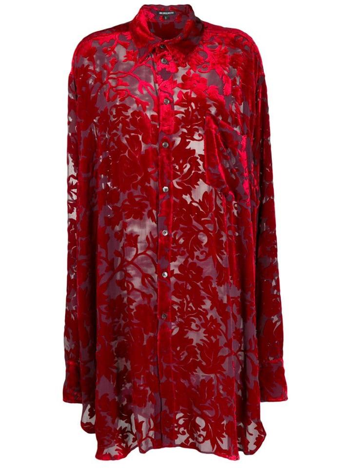 Ann Demeulemeester Oversized Patterned Shirt - Red