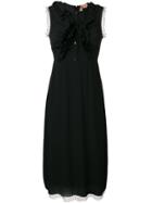 No21 Ruffle Mesh Trim Dress - Black