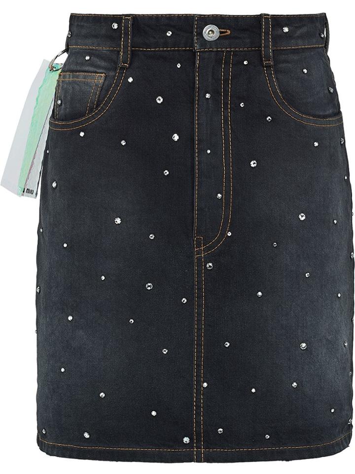 Miu Miu Washed Denim Skirt - Blue