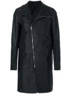 Rick Owens Off Centre Zipped Coat - Black