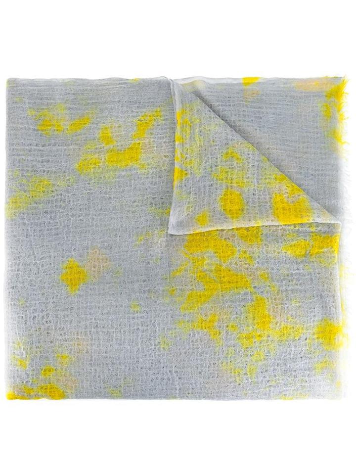 Suzusan - Stained Effect Scarf - Unisex - Cashmere - One Size, Grey, Cashmere