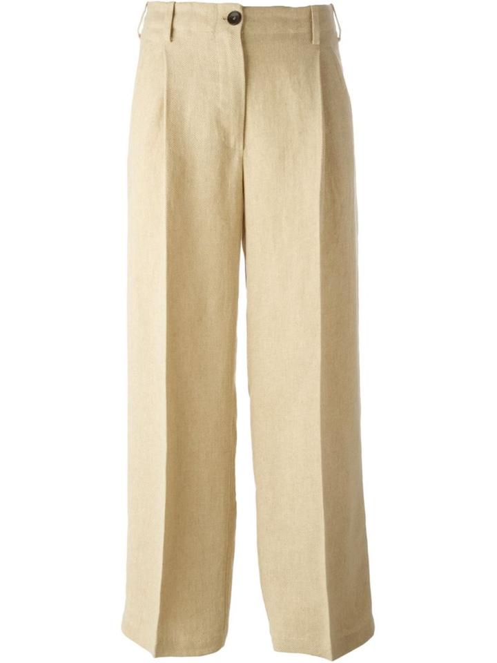 Forte Forte Front Pleat Cropped Pants, Women's, Size: 3, Nude/neutrals, Linen/flax