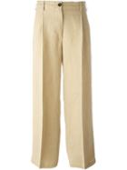 Forte Forte Front Pleat Cropped Pants, Women's, Size: 3, Nude/neutrals, Linen/flax