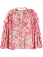 Giambattista Valli Ruffle Trim Floral-print Blouse - Pink
