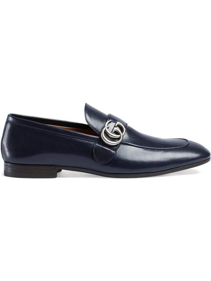 Gucci Leather Loafer With Gg - Blue