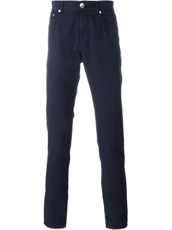 Brunello Cucinelli Classic Chinos, Men's, Size: 54, Blue, Cotton/polyester