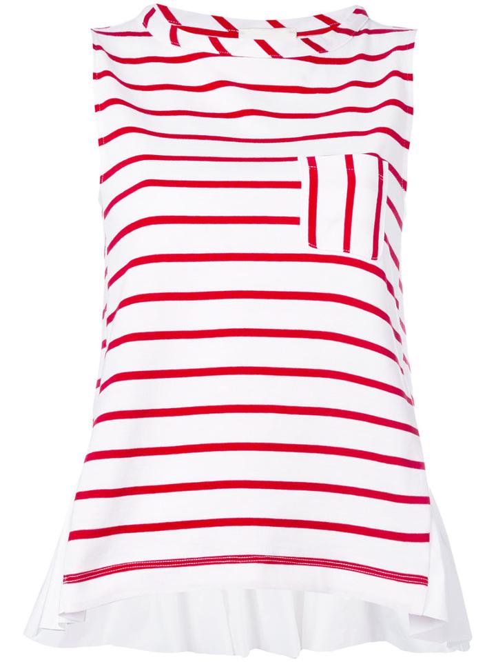 Semicouture - Striped Sleeveless Top - Women - Cotton - M, White, Cotton