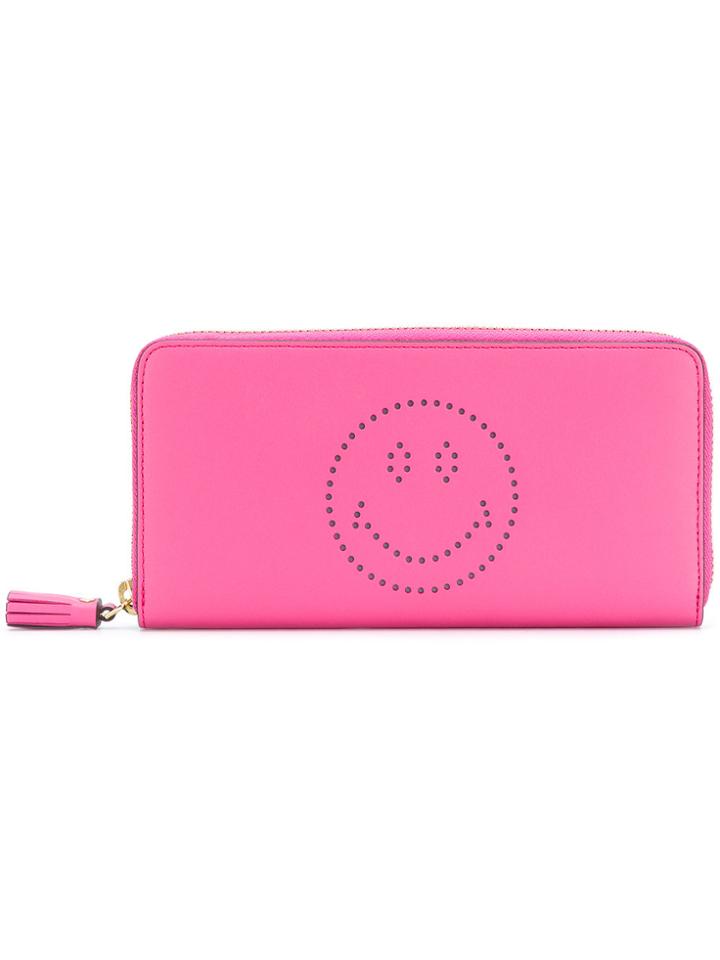 Anya Hindmarch Smiley Perforated Wallet - Pink & Purple