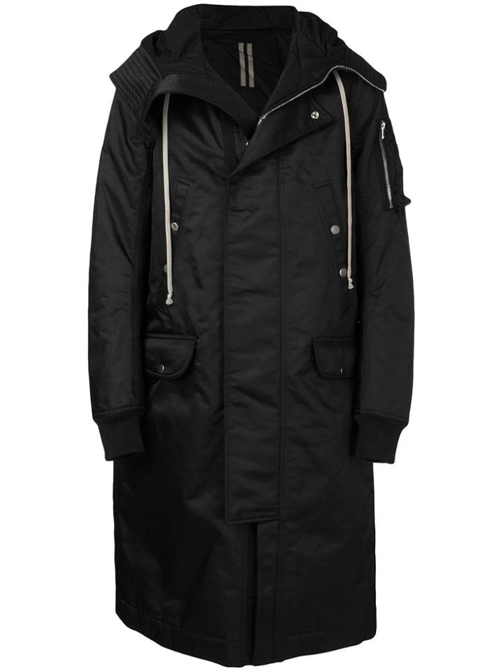 Rick Owens Drkshdw Sisyphus Hooded Long Parka - Black