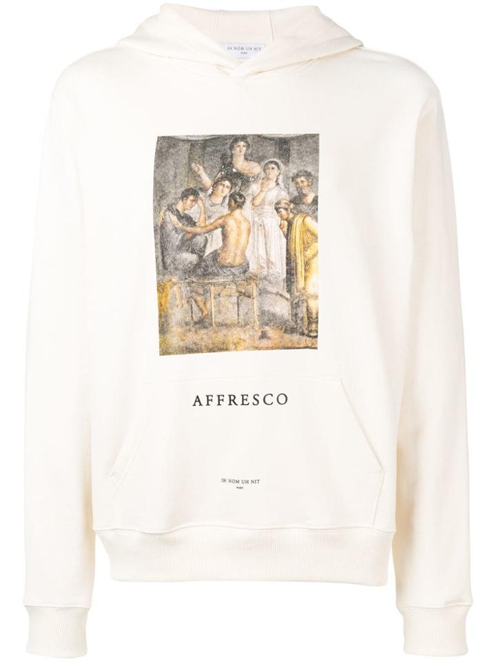 Ih Nom Uh Nit Affresco Graphic-print Hooded Sweatshirt - Nude &