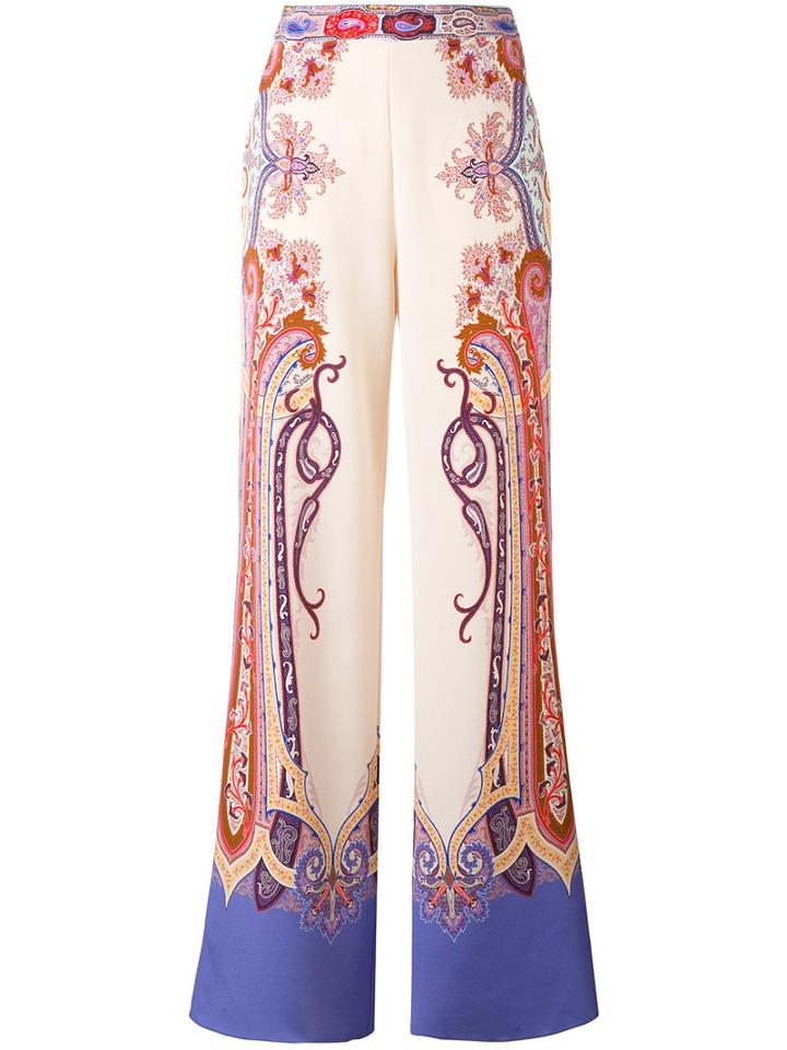 Etro - Paisley Print Palazzo Pants - Women - Silk/spandex/elastane - 44, Silk/spandex/elastane