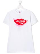 Msgm Kids Lips Logo T-shirt - White