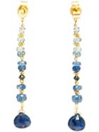 Natasha Collis Blue Sapphire And 18kt Gold Drop Earrings