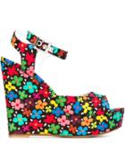 Au Jour Le Jour Floral Print Wedge Sandals