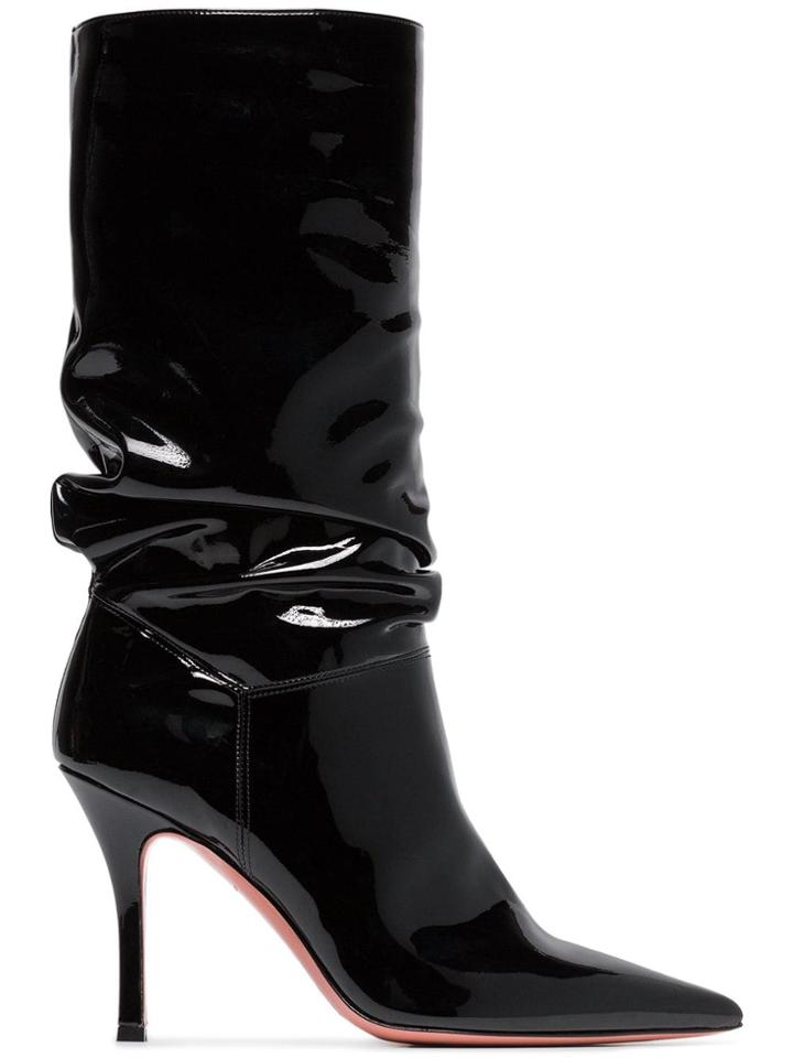 Amina Muaddi Ida 95 Patent Leather Ankle Boots - Black