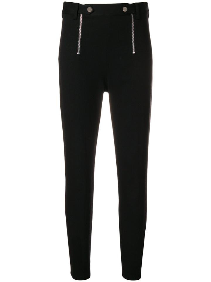 T By Alexander Wang Stretch Zipper Trim Slim Trousers - Black