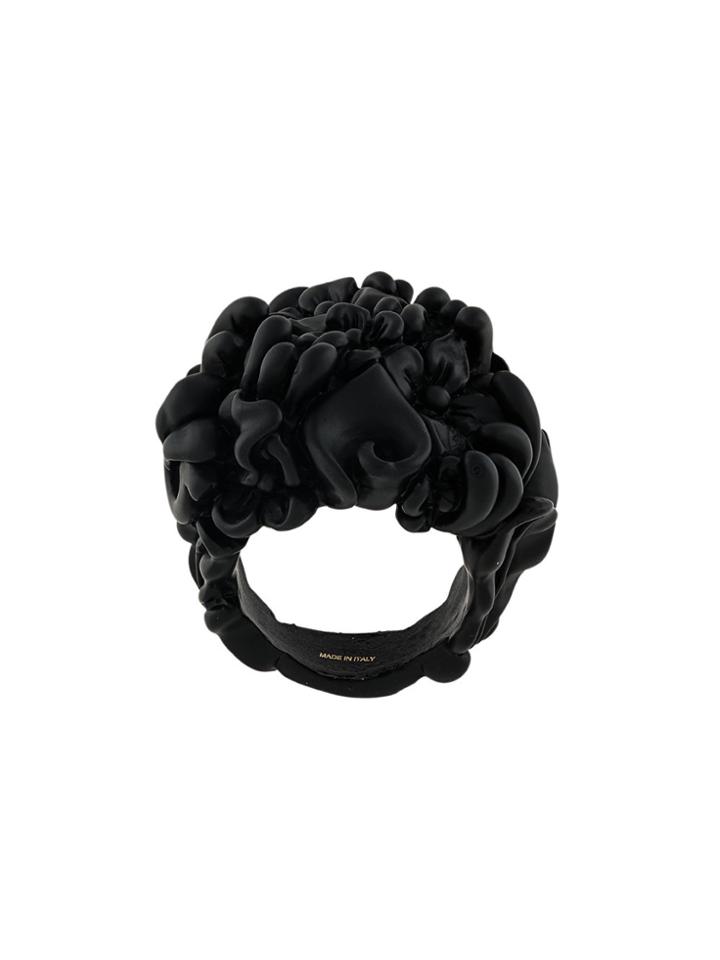 Salvatore Ferragamo Abstract Flower Ring - Black