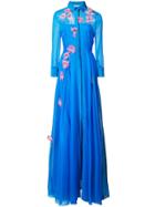 Carolina Herrera Embroidered Trench Gown - Blue