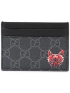 Gucci Gg Supreme With Wolf Card Holder - Black