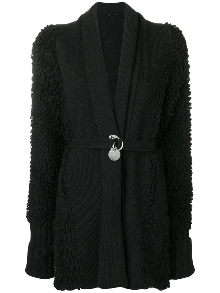 Diesel Belted Fitted Coat - Black