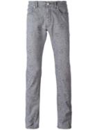 Versace Baroque Pattern Slim Jeans, Men's, Size: 32, Grey, Cotton/spandex/elastane