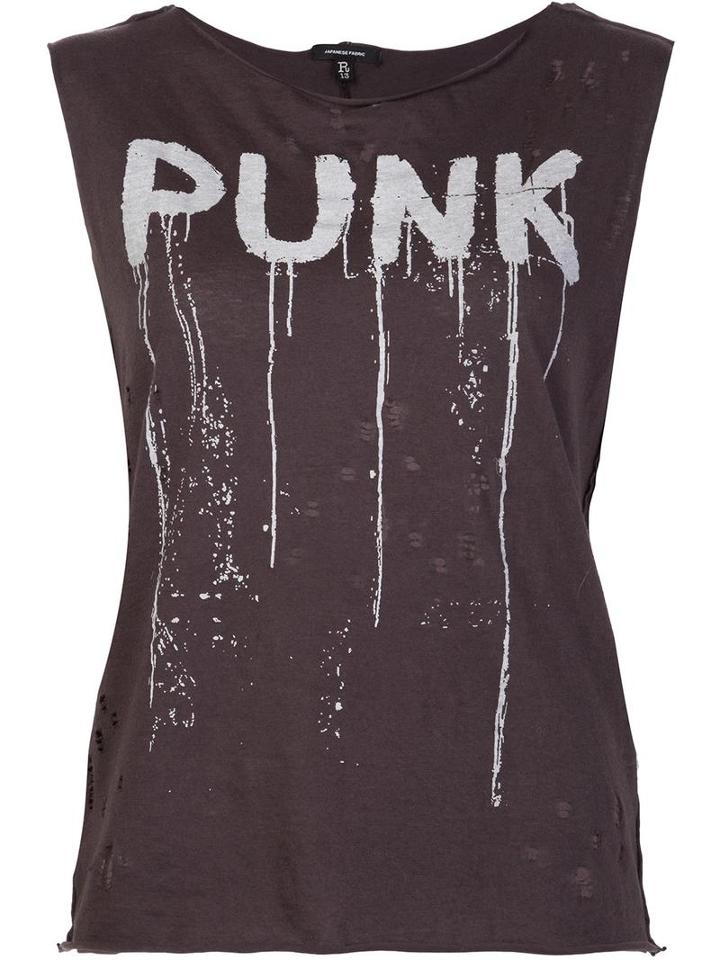 R13 'punk' Sleeveless Destroyed Shirt, Women's, Size: Large, Grey, Cotton/cashmere