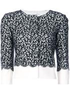 Oscar De La Renta Scalloped Lace Overlay Jacket - Black