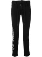 Off-white Embroidered Slim-fit Jeans - Black