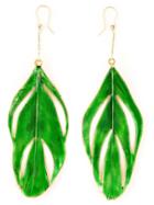 Aurelie Bidermann 'swan' Feather Earrings - Green
