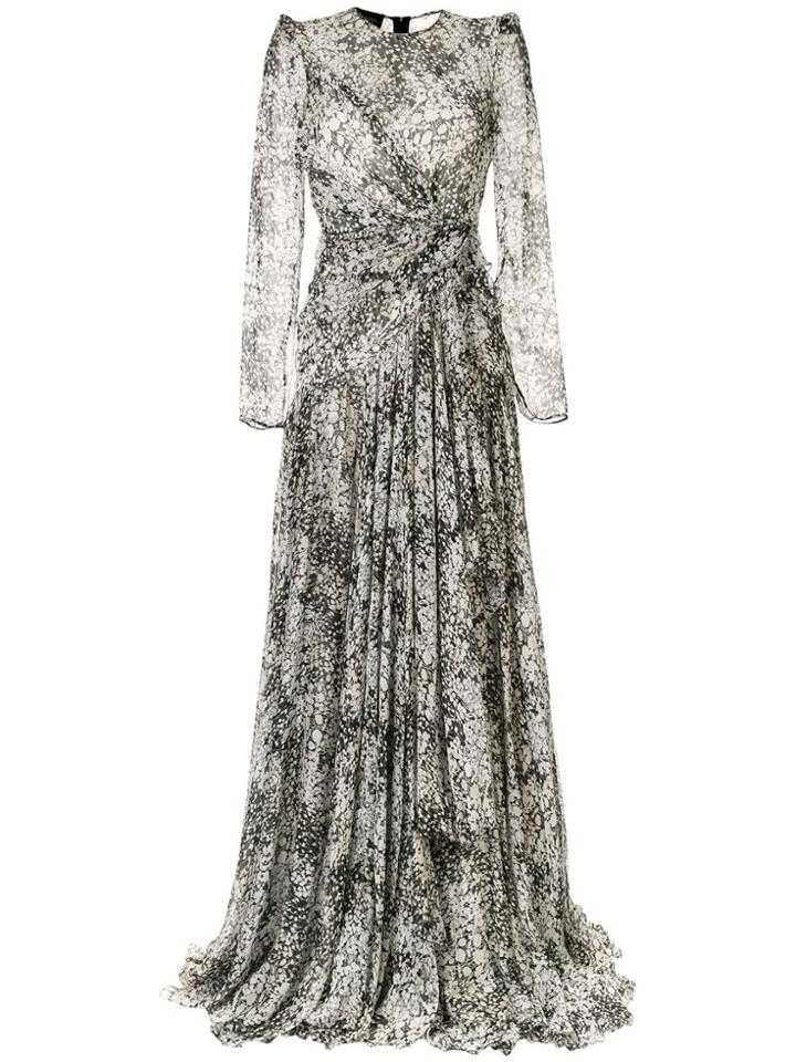 Giambattista Valli Floral Long-sleeve Maxi Dress - Grey