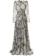 Giambattista Valli Floral Long-sleeve Maxi Dress - Grey