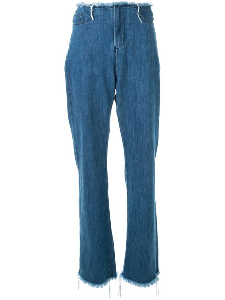 Marques Almeida Frayed Waistless Boyfriend Jeans, Women's, Size: 8, Blue, Cotton