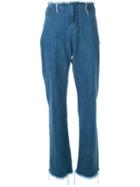 Marques Almeida Frayed Waistless Boyfriend Jeans, Women's, Size: 8, Blue, Cotton