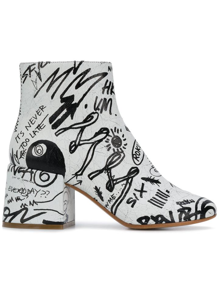 Mm6 Maison Margiela Graffiti Boots - White