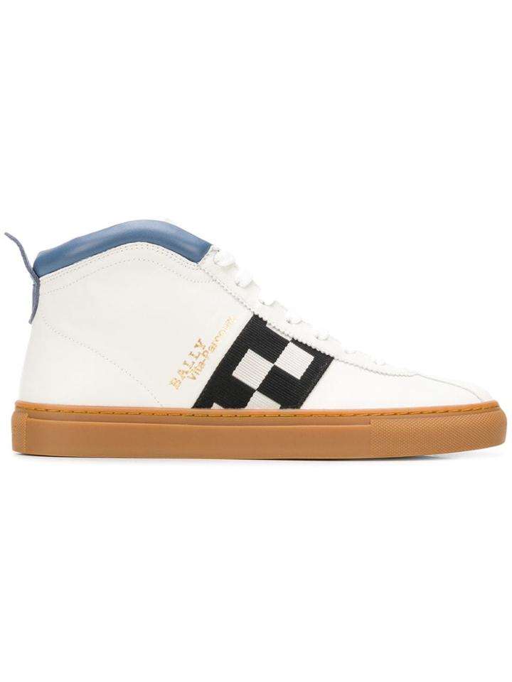 Bally Checkered Panel Hi-tops - White