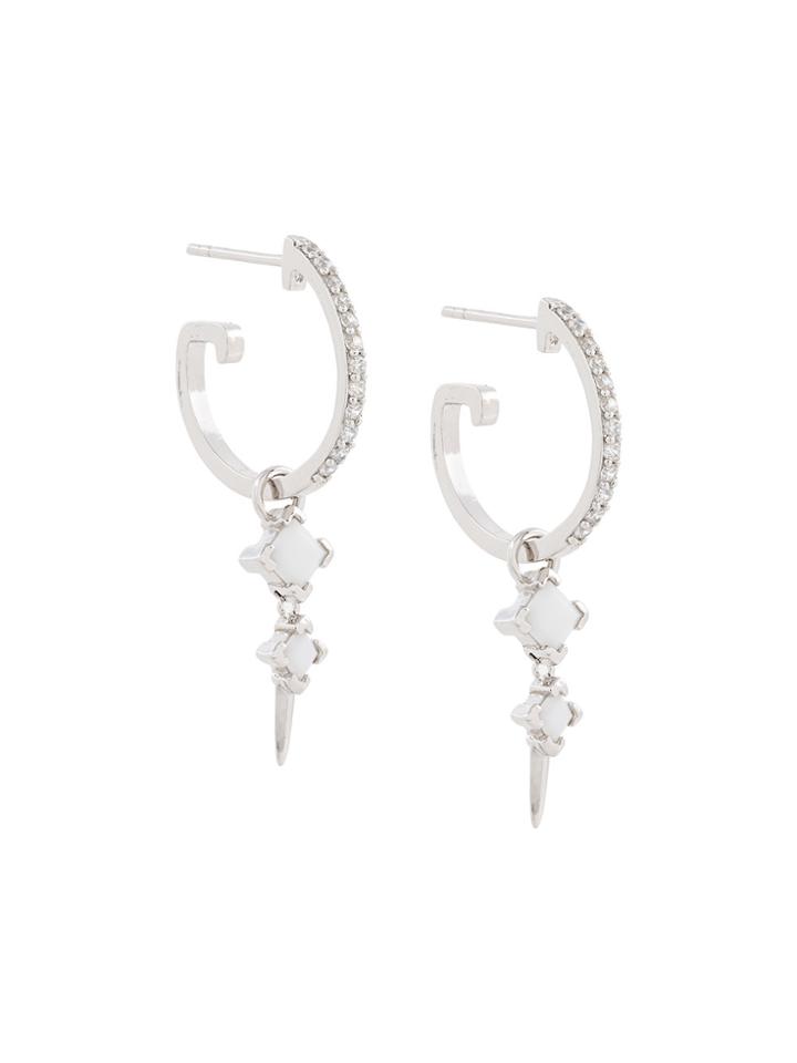 V Jewellery Bonnie Dropper Earrings On Maxi Hoops - Metallic