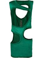 Rick Owens Long Cut Out Detail Vest - Green