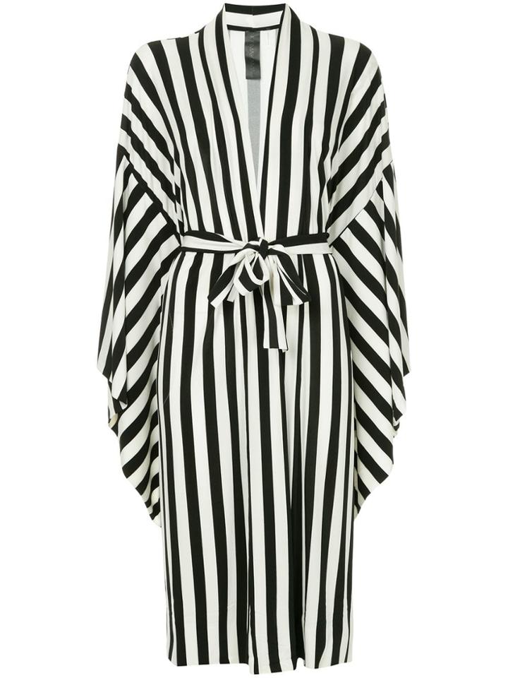 Norma Kamali Striped Belted Shirt Dress - Black