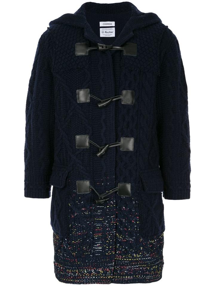 Coohem Knitted Duffle Coat - Blue