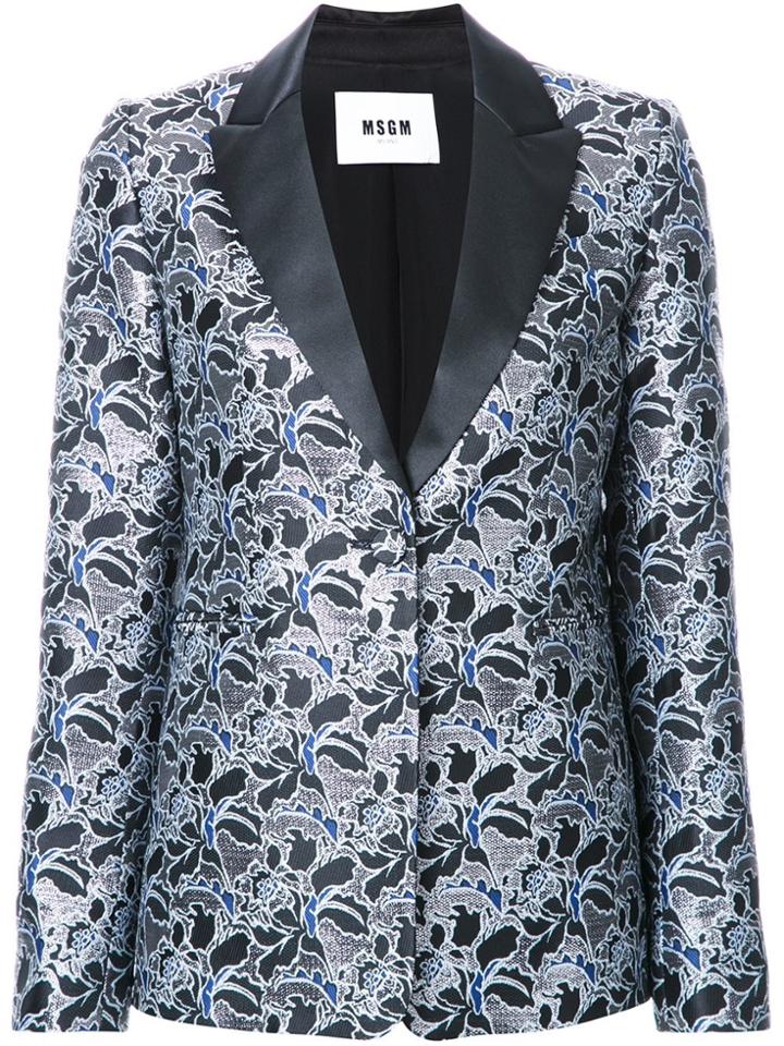 Msgm Metallic Floral Jacquard Dinner Jacket - Black