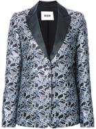 Msgm Metallic Floral Jacquard Dinner Jacket - Black
