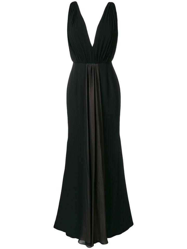 Francesco Paolo Salerno Pleated Gown With Back Bow Detail - Black