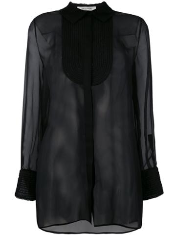 Valentino - Sheer Blouse - Women - Silk/cotton/polyamide - 44, Black, Silk/cotton/polyamide