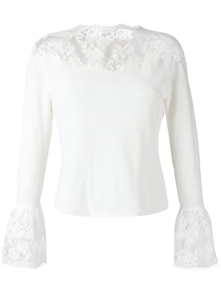 Ermanno Scervino Lace Detailing Knit Blouse, Women's, Size: 40, Nude/neutrals, Wool/acetate/cotton/polyamide