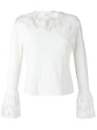 Ermanno Scervino Lace Detailing Knit Blouse, Women's, Size: 40, Nude/neutrals, Wool/acetate/cotton/polyamide